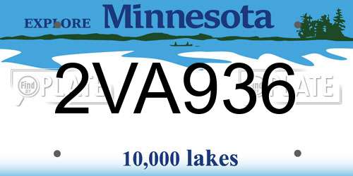 2VA936 Minnesota License Plate