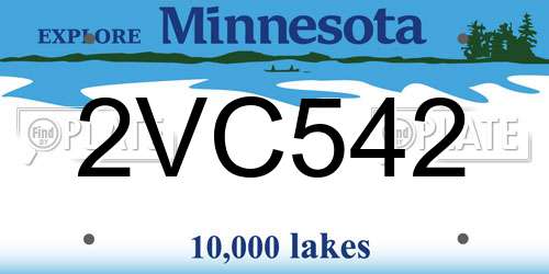 2VC542 Minnesota License Plate