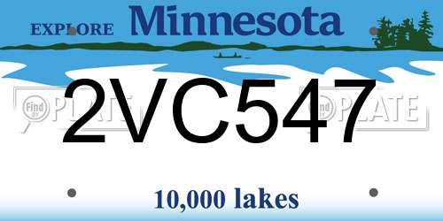 2VC547 Minnesota License Plate