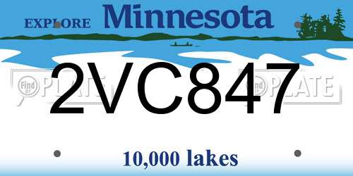 2VC847 Minnesota License Plate