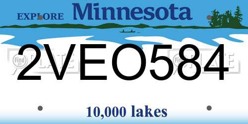 2VEO584 Minnesota License Plate