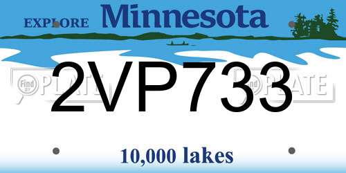 2VP733 Minnesota License Plate