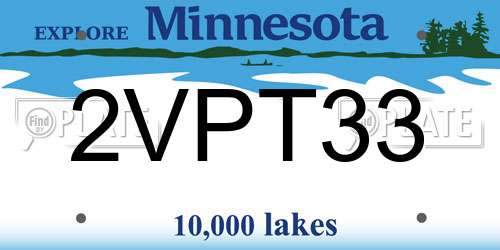 2VPT33 Minnesota License Plate