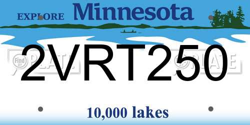 2VRT250 Minnesota License Plate