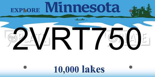 2VRT750 Minnesota License Plate