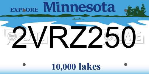 2VRZ250 Minnesota License Plate