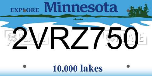 2VRZ750 Minnesota License Plate