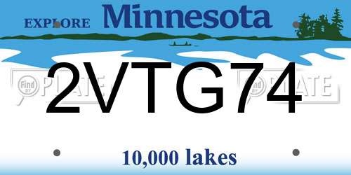 2VTG74 Minnesota License Plate
