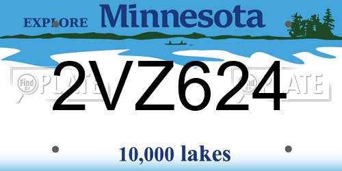 2VZ624 Minnesota License Plate