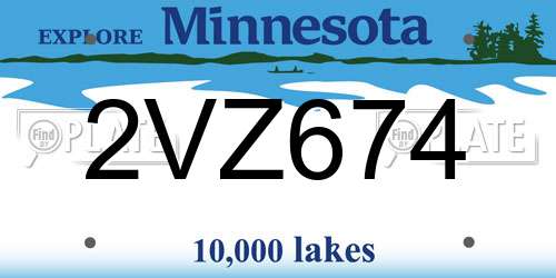 2VZ674 Minnesota License Plate