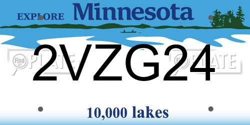 2VZG24 Minnesota License Plate
