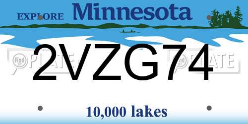 2VZG74 Minnesota License Plate