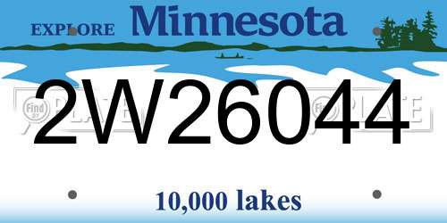2W26044 Minnesota License Plate