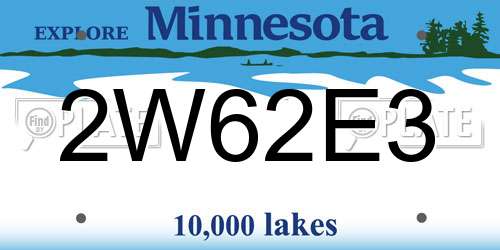 2W62E3 Minnesota License Plate