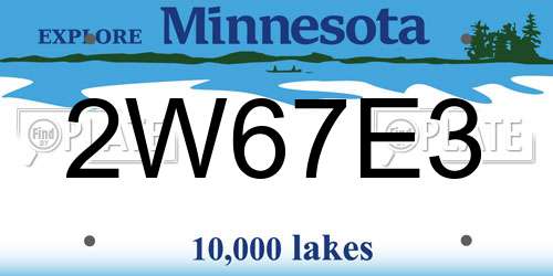 2W67E3 Minnesota License Plate