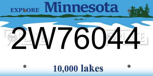 2W76044 Minnesota License Plate