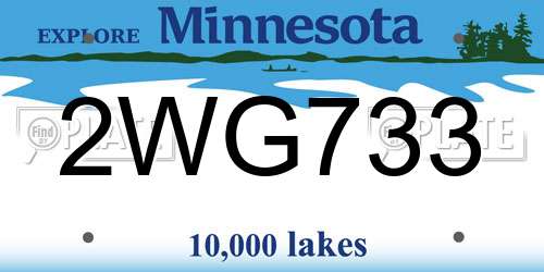 2WG733 Minnesota License Plate