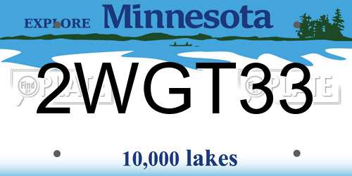2WGT33 Minnesota License Plate