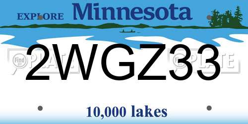 2WGZ33 Minnesota License Plate