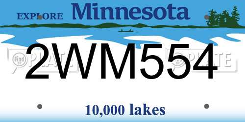 2WM554 Minnesota License Plate