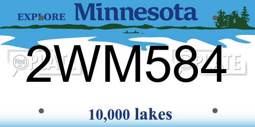2WM584 Minnesota License Plate