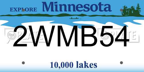 2WMB54 Minnesota License Plate