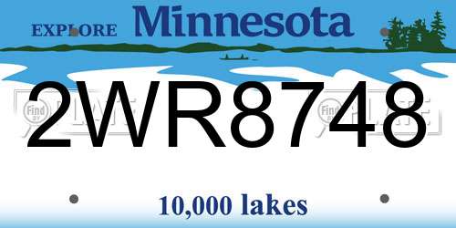 2WR8748 Minnesota License Plate
