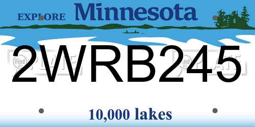 2WRB245 Minnesota License Plate