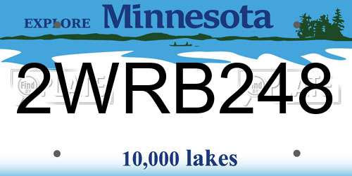 2WRB248 Minnesota License Plate