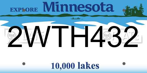 2WTH432 Minnesota License Plate