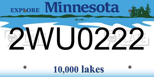 2WU0222 Minnesota License Plate