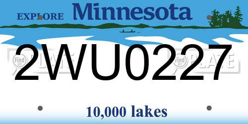 2WU0227 Minnesota License Plate