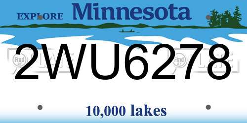 2WU6278 Minnesota License Plate