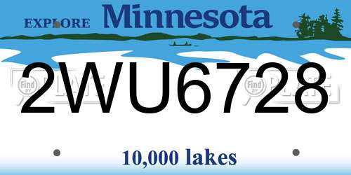 2WU6728 Minnesota License Plate