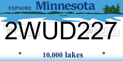 2WUD227 Minnesota License Plate