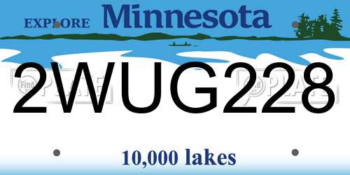 2WUG228 Minnesota License Plate