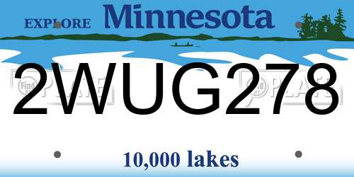 2WUG278 Minnesota License Plate