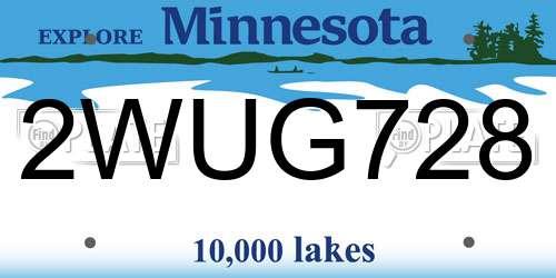 2WUG728 Minnesota License Plate