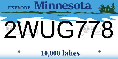 2WUG778 Minnesota License Plate