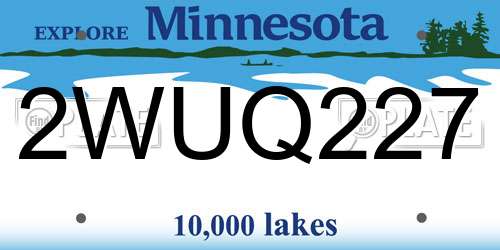 2WUQ227 Minnesota License Plate