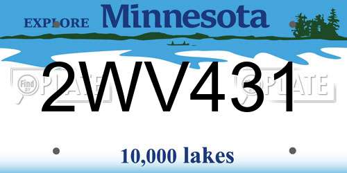 2WV431 Minnesota License Plate