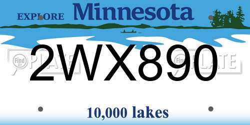 2WX890 Minnesota License Plate