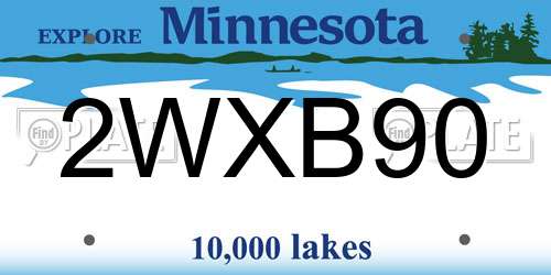 2WXB90 Minnesota License Plate
