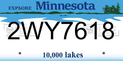 2WY7618 Minnesota License Plate