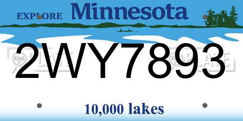 2WY7893 Minnesota License Plate