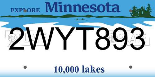 2WYT893 Minnesota License Plate