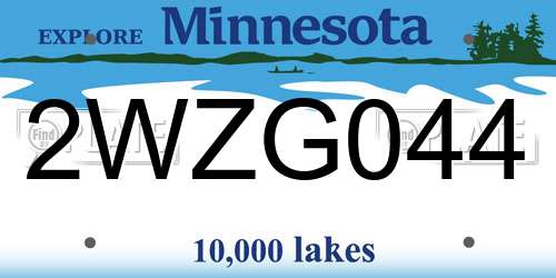 2WZG044 Minnesota License Plate