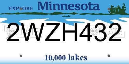2WZH432 Minnesota License Plate
