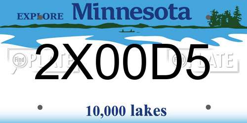 2X00D5 Minnesota License Plate