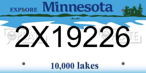 2X19226 Minnesota License Plate